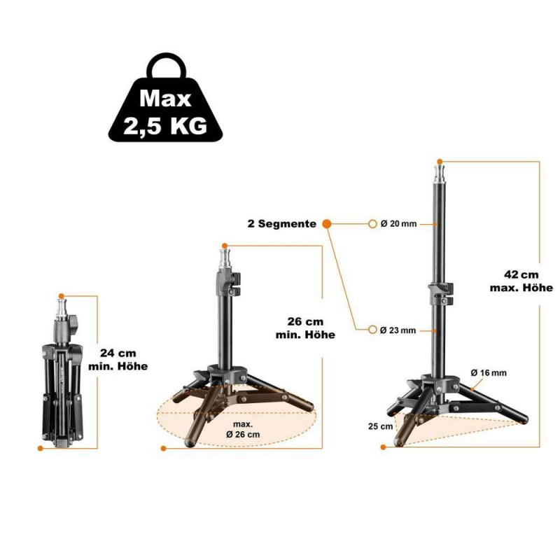 Stojalo Walimex studijsko, trinožno, 40cm walimex W-16956