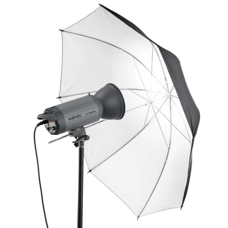 Studijski odbojni dežnik Walimex pro Reflex - bel/črn, 109 cm walimex pro W-17658