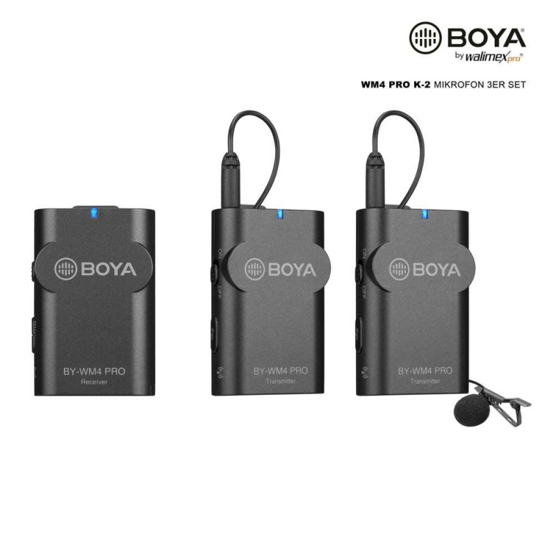 2x Brezžični mikrofon Walimex pro Boya WM4 Pro K-2 Microphone Set of 3 walimex pro 2x Brezžični mikrofon Walimex pro Boya WM4 Pro K-2 Microphone Set of 3 walimex pro W-22921
