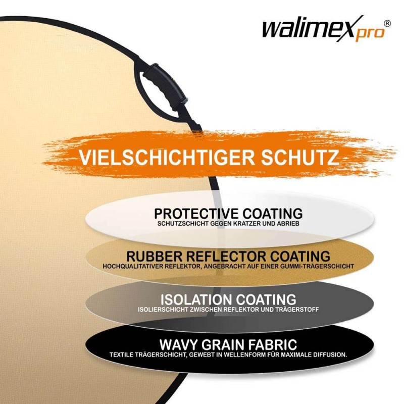 Walimex pro 5in1 Foldable Reflector Wavy comfort 107cm with Handles walimex pro W-22461