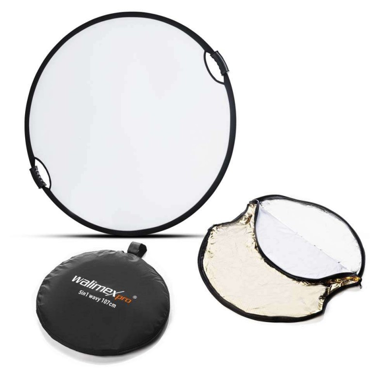 Walimex pro 5in1 Foldable Reflector Wavy comfort 107cm with Handles walimex pro W-22461