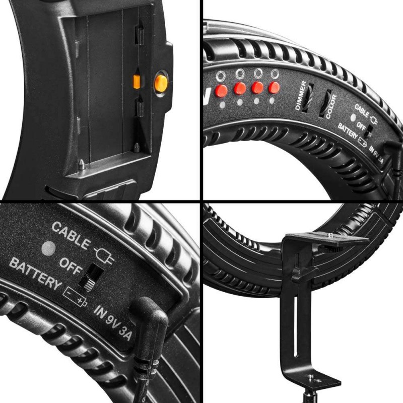 Walimex pro LED obročna luč 380 Bi Color Set s stojalom in baterijo walimex pro Walimex pro LED obročna luč 380 Bi Color Set s stojalom in baterijo walimex pro W-22474