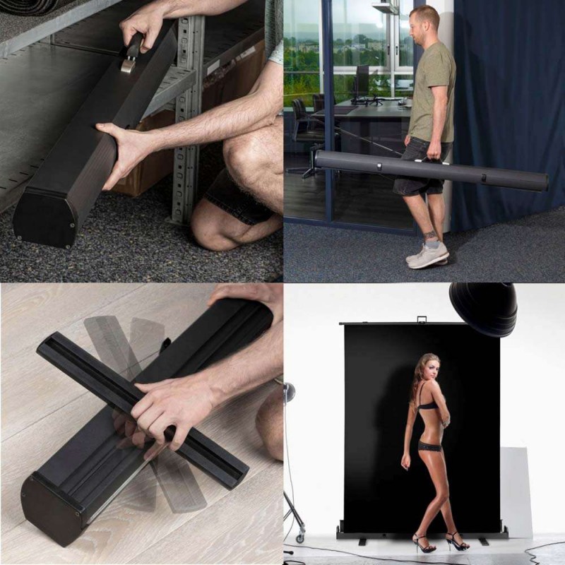Studijsko zložljivo ozadje iz blaga Walimex pro Roll-up, črno 155x200cm 23076 walimex pro Studijsko zložljivo ozadje iz blaga Walimex pro Roll-up, črno 155x200cm 23076 walimex pro W-23076