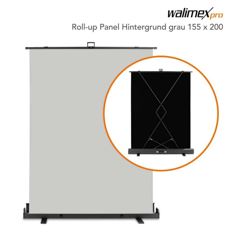 Walimex pro Roll-up Panel Background, 155x200cm, grey 23077 walimex pro W-23077