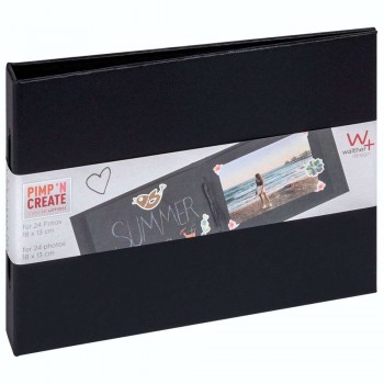 Photo Album Walther Pimp´n Create, black, 20x15cm, cord binding, 24 pages black MA099B