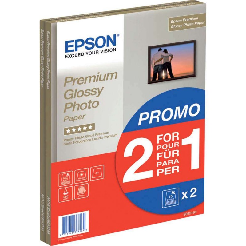 Photo paper Epson Premium Glossy, 255g, A4, 2x15 Sheets C13S042169 Epson D-218120