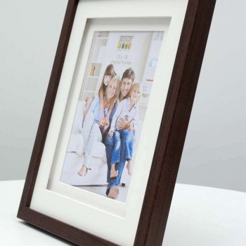 Photo frame Deknudt, brown, 13x18cm, Wood, with double Passepartout, S65KQ1