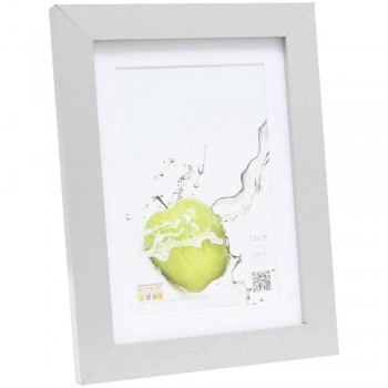 Photo frame Deknudt, 13x18cm, silver, Wood with passepartout, S66KD1 P1