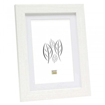 Photo frame Deknudt, 15x20cm, white, Wood with Passepartout, S66KF1 P1