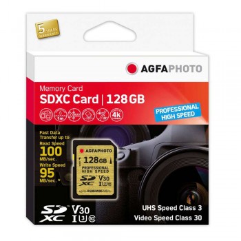 Spominska kartica AgfaPhoto SDXC UHS I 128GB Professional High Speed U3 V30, 10607