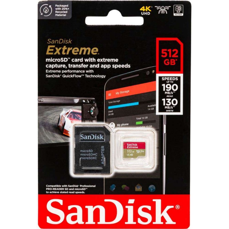 Spominska kartica SanDisk microSDXC 512GB Extreme A2 C10 V30 UHS-I U3-(D-732825) Spominska kartica SanDisk microSDXC 512GB Extreme A2 C10 V30 UHS-I U3 (D-732825)