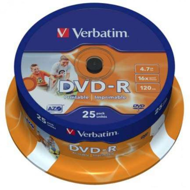 Verbatim DVD-R 4,7GB 16x, wide printable, 1x25 Verbatim D-770509