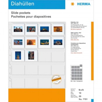Herma Slide pockets, 5x5, 10 sheets clear 7701