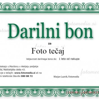 Darilni bon za Foto tečaj Digitalna fotografija 1 (20 urni)