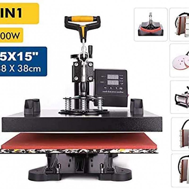 8-in-1 heat press machine for transfers, multifunctional sublimation 360 degrees for textiles, t-shirts, cups, plates, caps (F-100016)