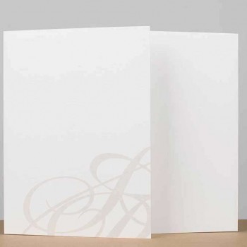 Folder, leaflet, album for photos up to 13x19 cm with 2 passepartout + pocket, gold border, white with neutral motive