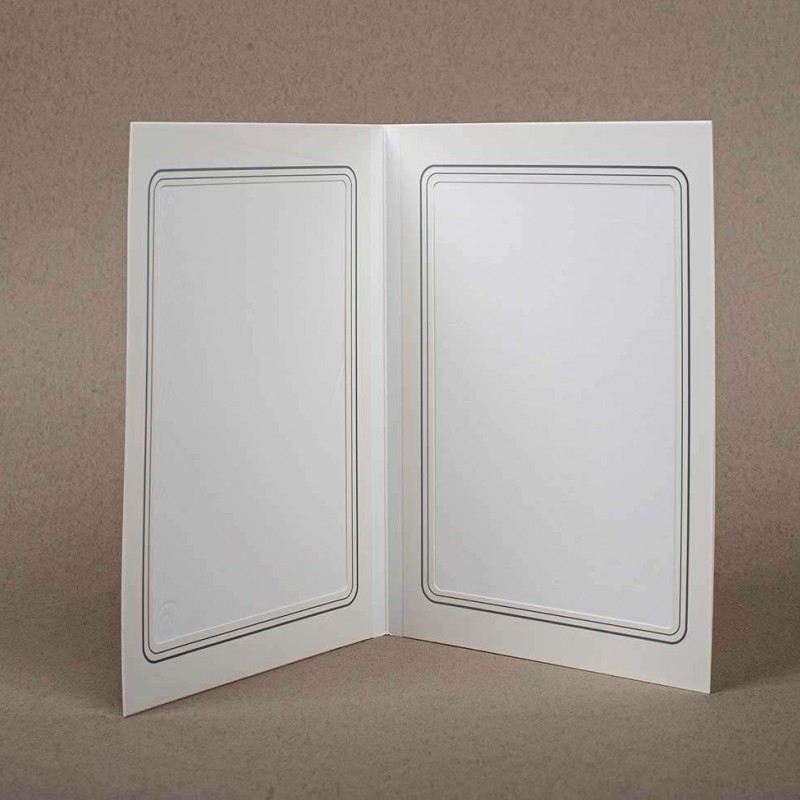 Mapa, zgibanka, album za 2 fotografiji 13x18 cm, bela, siva srebrna obroba (F-MAPA-1-2-BS)